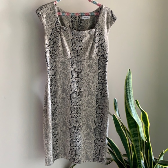 Calvin Klein Dresses & Skirts - Calvin Klein snake skin print square neckline dress